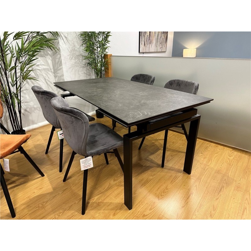 Clearance - Dining Hunston 120/200 Table in Black or White Ceramic and 4x Batilda Chairs Clearance - Dining Hunston 120/200 Table in Black or White Ceramic and 4x Batilda Chairs