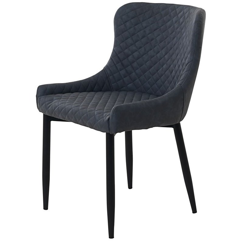 Unique Ottowa Dining Chair - Grey PU with Black Metal Legs Unique Ottowa Dining Chair - Grey PU with Black Metal Legs