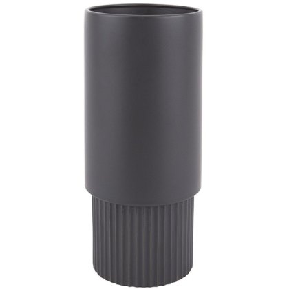 Present Time Home Decor Plant Pot Ribbed High Black
