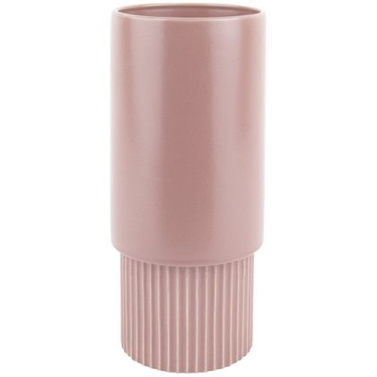 Present Time Home Decor Plant Pot Ribbed High Faded Pink