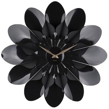 Present Time Home Decor Wall Clock Flower Black Present Time Home Decor Wall Clock Flower Black