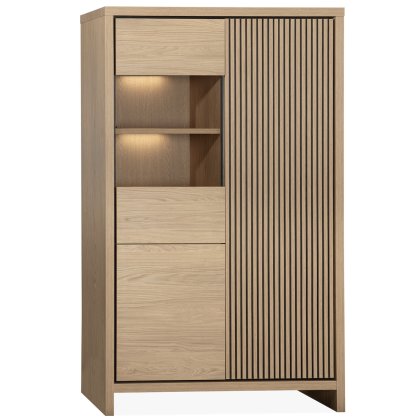 Levi Display Cabinet with 1 Door and 1 Glazed Door with LED Lighting