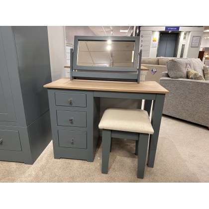 Clearance - Modo Single Pedestal Dressing Table, Mirror and Stool.