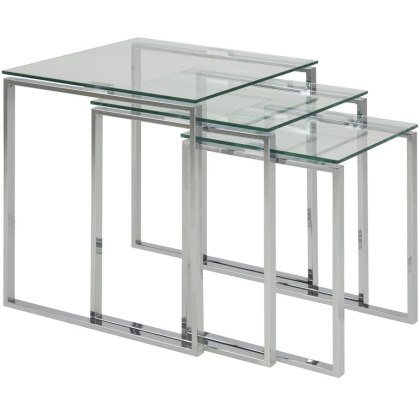 Contemporary Occasional Katrine Nest of Tables Clear Glass