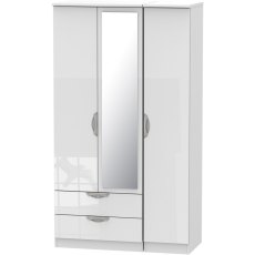 Galahad Tall Triple 2 Drawer Mirror Robe