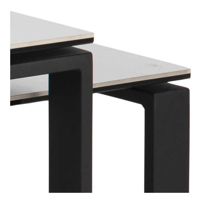 Contemporary Occasional Katrine Coffee Table Set Glass/Ceramic Light