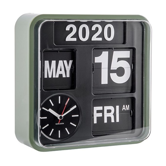 Present Time Home Decor Wall Clock Mini Flip Green Present Time Home Decor Wall Clock Mini Flip Green