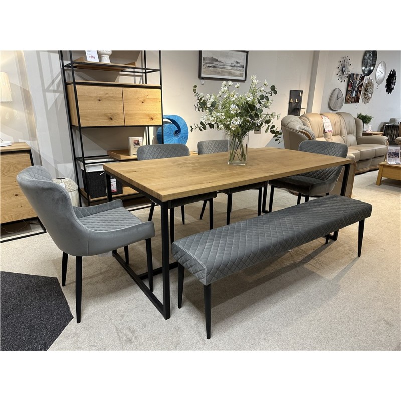Clearance - Dining Remi 180cm Dining Table with 4 Ottowa Chairs & Bench Clearance - Dining Remi 180cm Dining Table with 4 Ottowa Chairs & Bench