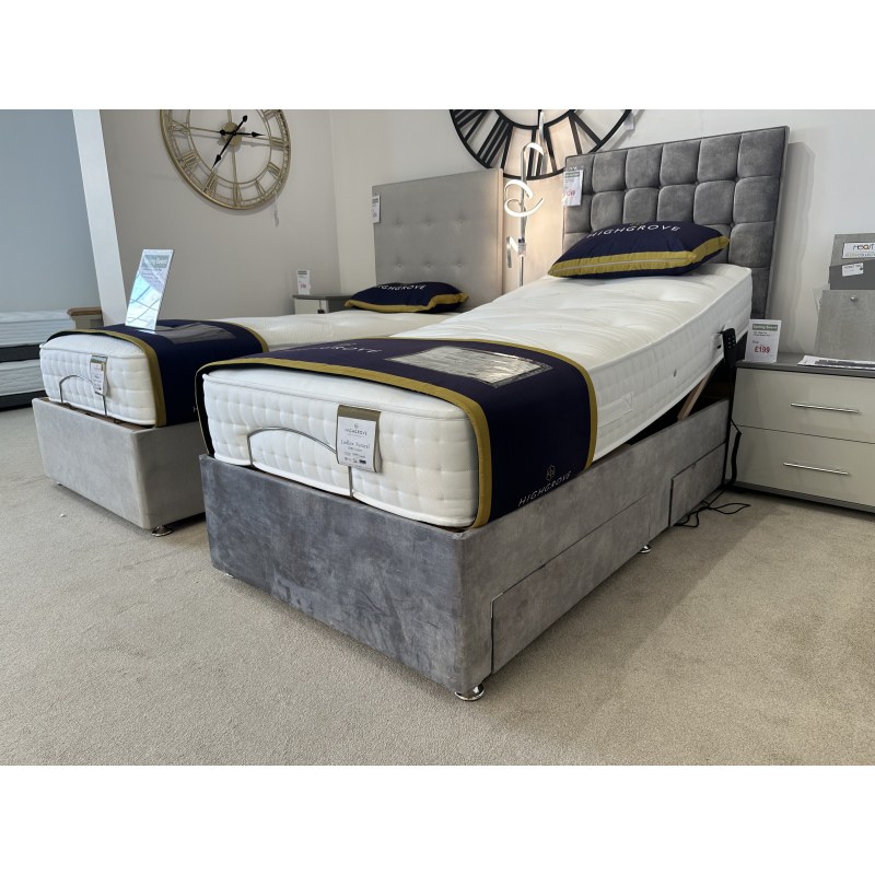 Clearance - Highgrove 90cm Wilton Adjustable Bed & Kew Headboard with Drawers Clearance - Highgrove 90cm Wilton Adjustable Bed & Kew Headboard with Drawers