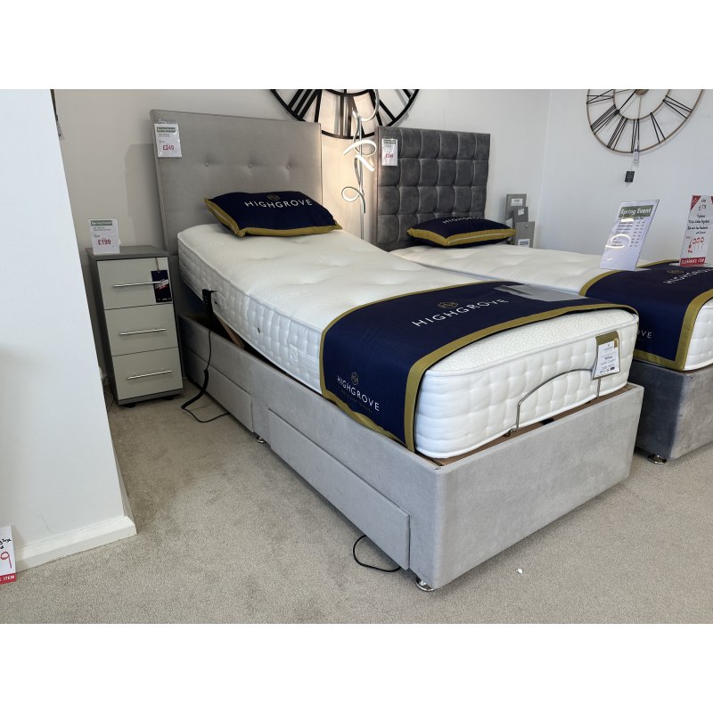 Clearance - Highgrove 90cm Ludlow Adjustable Bed and Libra Headboard with Drawers Clearance - Highgrove 90cm Ludlow Adjustable Bed and Libra Headboard with Drawers