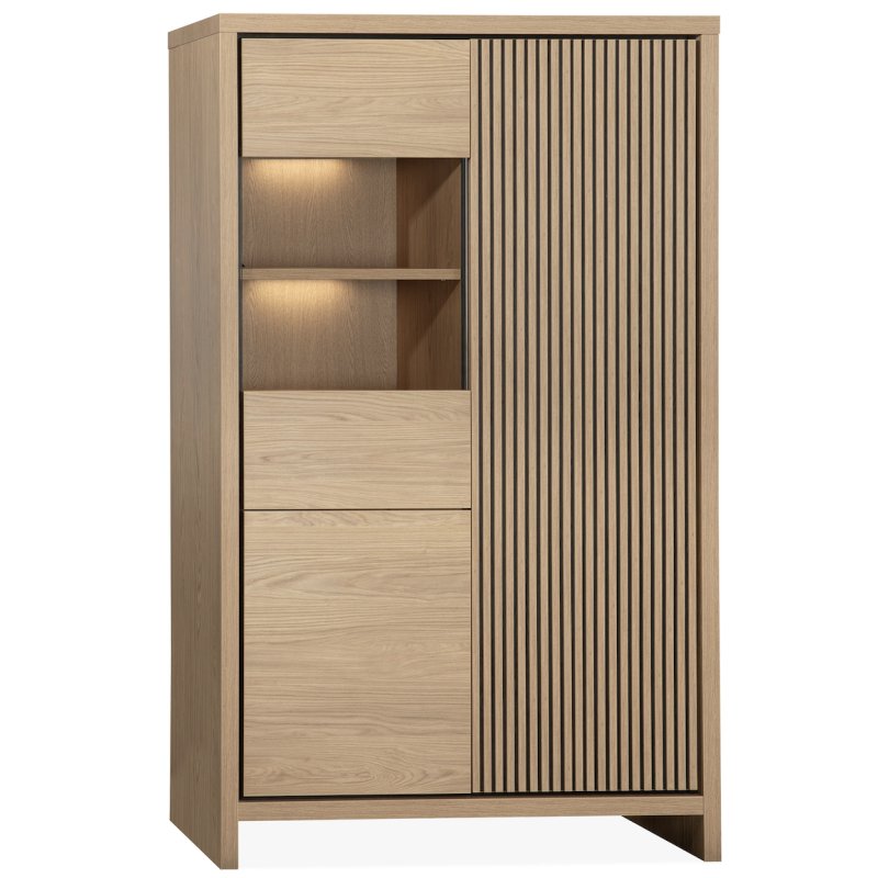 Levi Display Cabinet with 1 Door and 1 Glazed Door with LED Lighting Levi Display Cabinet with 1 Door and 1 Glazed Door with LED Lighting